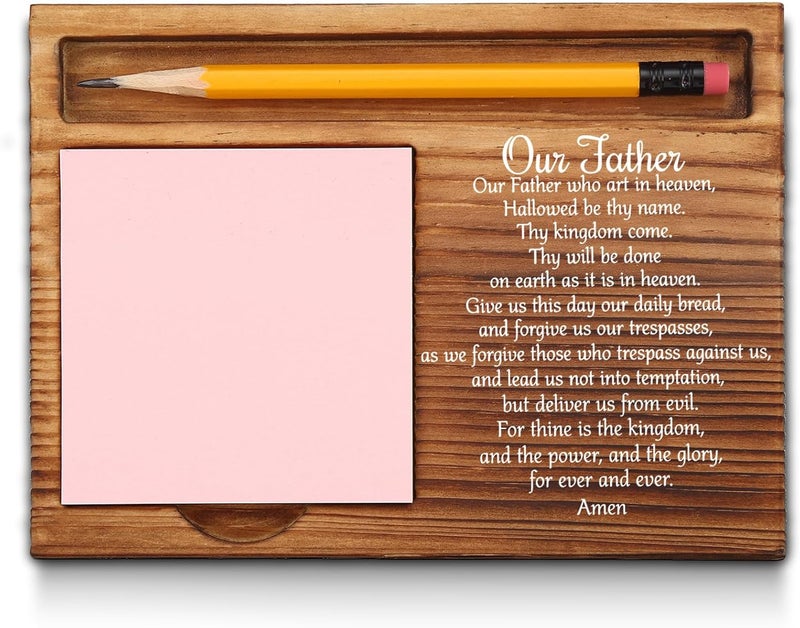 akeke Our Father Prayer Christ Sticky Note Holder, Christian The Lords Prayer Office Decor, Inspirational Motivational Quotes Bible Verse Religious Scripture Gifts Self-Stick Note Pad Holders GAA31 - Image 1